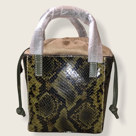 NEW FRANCES VALENTINE MOXY SNAKE EMBOSSED LEATHER TOTE IN OLIVE - Picture 6 of 6